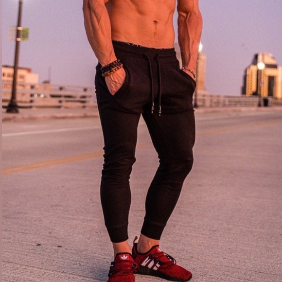YoungLA Model 222 Essential Pique Slim Fit Joggers in Black Men’s Medium - Picture 1 of 7